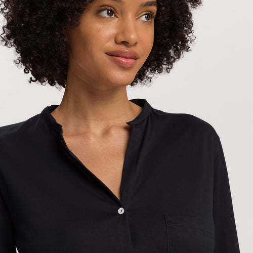 Cotton Deluxe Button Front Pajama Set | Black 77956-019