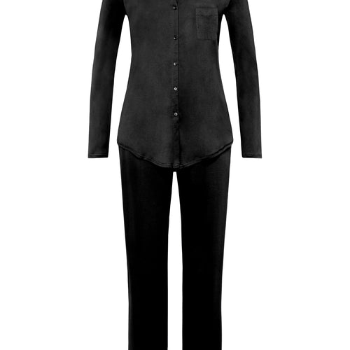 Cotton Deluxe Button Front Pajama Set | Black 77956-019