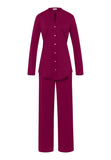 Cotton Deluxe Button Front Cotton Pajama Set   | Deep Poppy 77956-2405