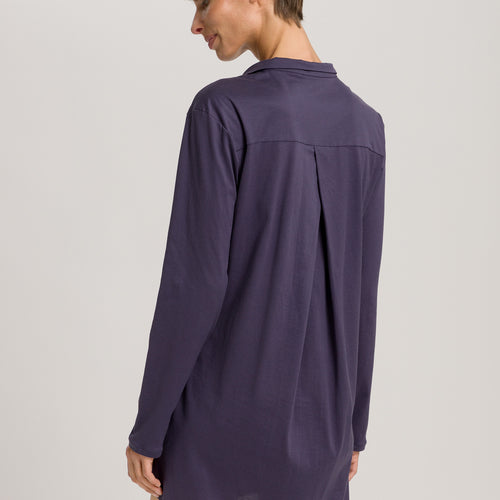 Cotton Deluxe Button Front Cotton Sleep Shirt | Blue Stone 77958-2610