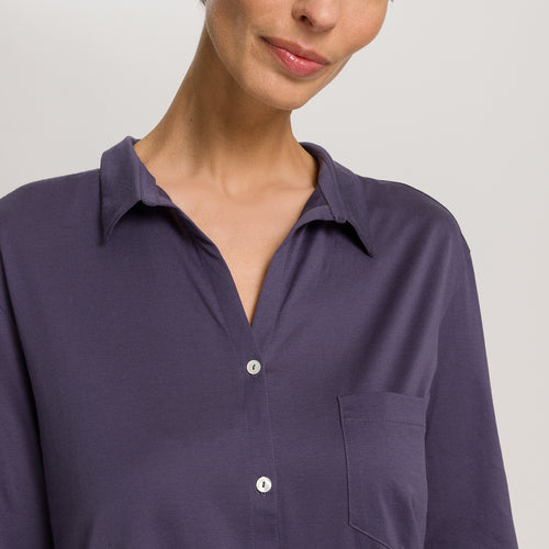 Cotton Deluxe Button Front Cotton Sleep Shirt | Blue Stone 77958-2610
