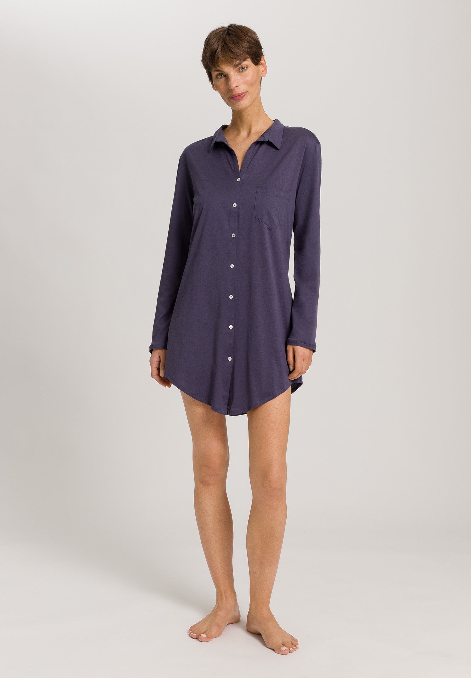 Cotton Deluxe Button Front Cotton Sleep Shirt | Blue Stone 77958-2610
