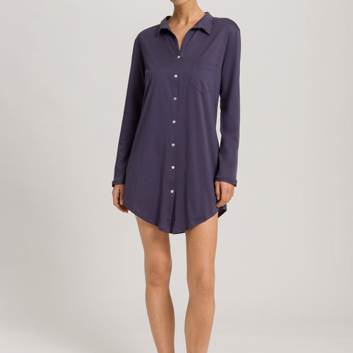 Cotton Deluxe Button Front Cotton Sleep Shirt | Blue Stone 77958-2610