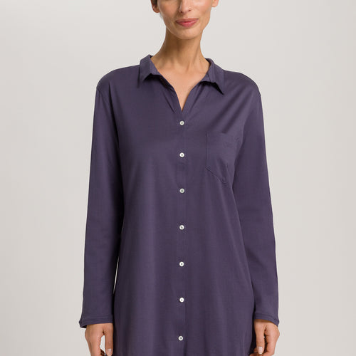 Cotton Deluxe Button Front Cotton Sleep Shirt | Blue Stone 77958-2610