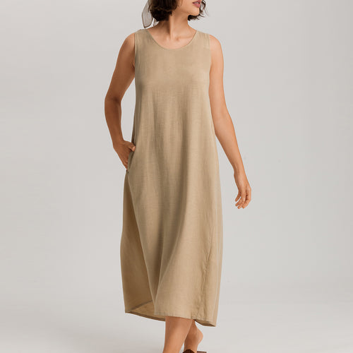 Urban Casuals Linen Blend Dress | Iced Cappuccino 78527-2846