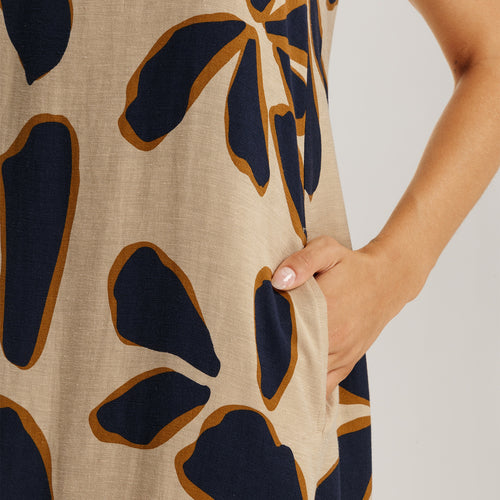 Urban Casuals Linen Blend Dress | Desert Flower 78527-3007