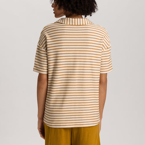 Summer Knits Organic Cotton Structured Collar Top | Golden Cumin Stripe 78881-3030