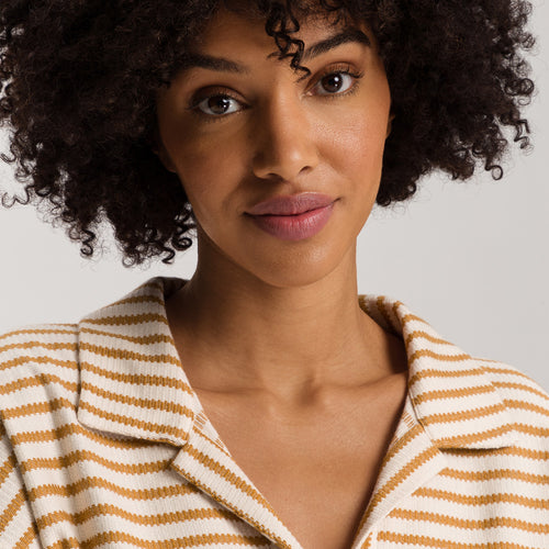 Summer Knits Organic Cotton Structured Collar Top | Golden Cumin Stripe 78881-3030