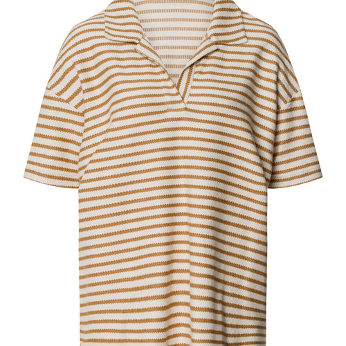 Summer Knits Organic Cotton Structured Collar Top | Golden Cumin Stripe 78881-3030