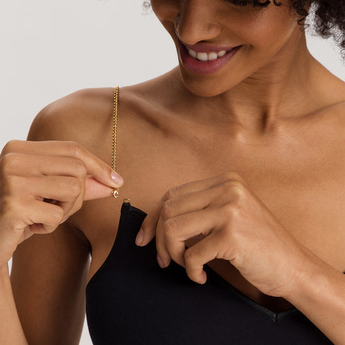 Cotton Seamless Cotton Camisole With Jewelry Strap | Black 71613-019