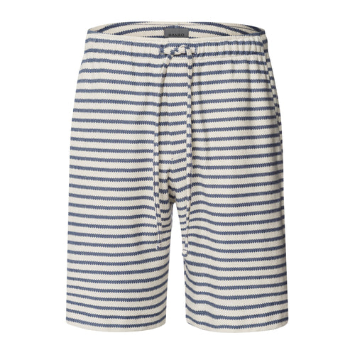 Loungy Summer Organic Cotton Drawsting Shorts | Deep Breeze Stripe 75784-3026