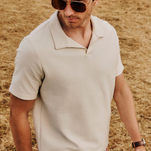 Loungy Summer S/Slv Shirt V-Neck | Warm Sand 75785-1200