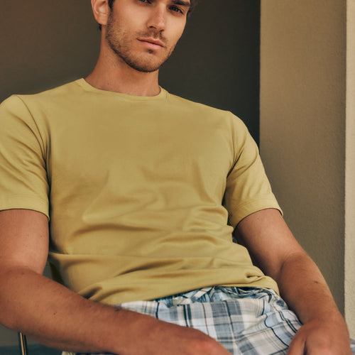 Living Shirts Jersey Cotton Crew Neck T-Shirt | Straw 75050-2248