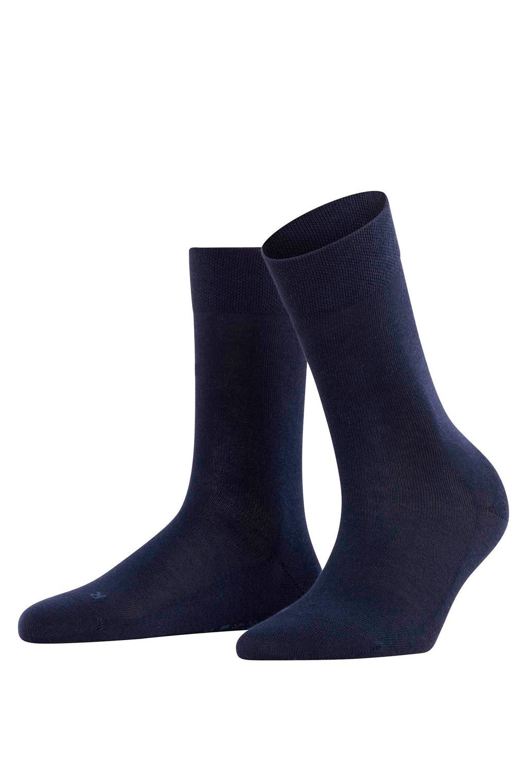 Pair of navy blue socks on a white background