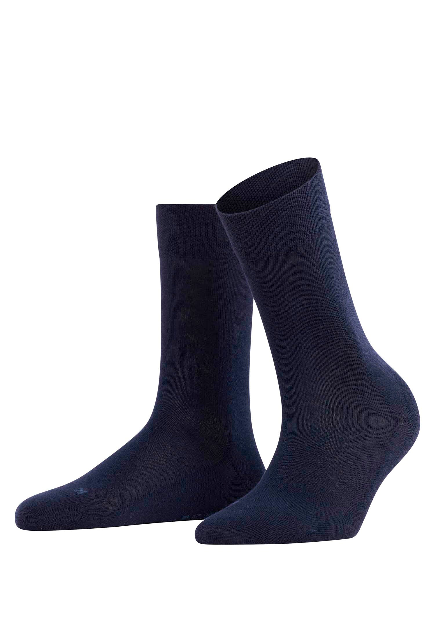 Pair of navy blue socks on a white background