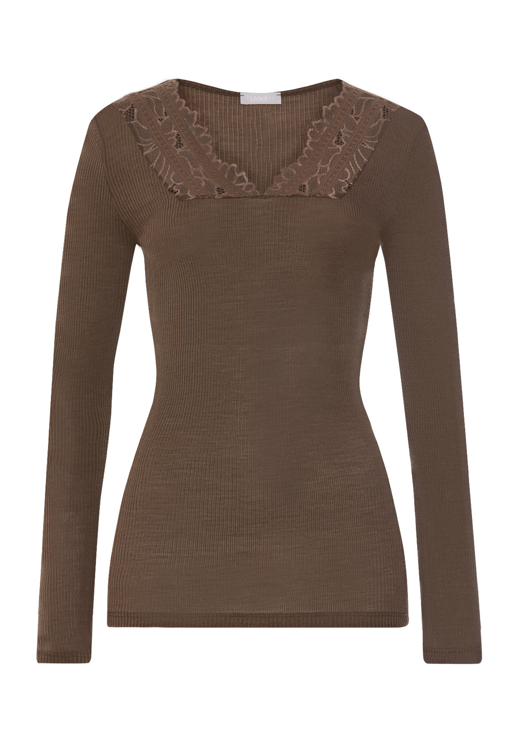 Marcia Lace Trim Wool and Silk Top | Natural Teak 70757-2768