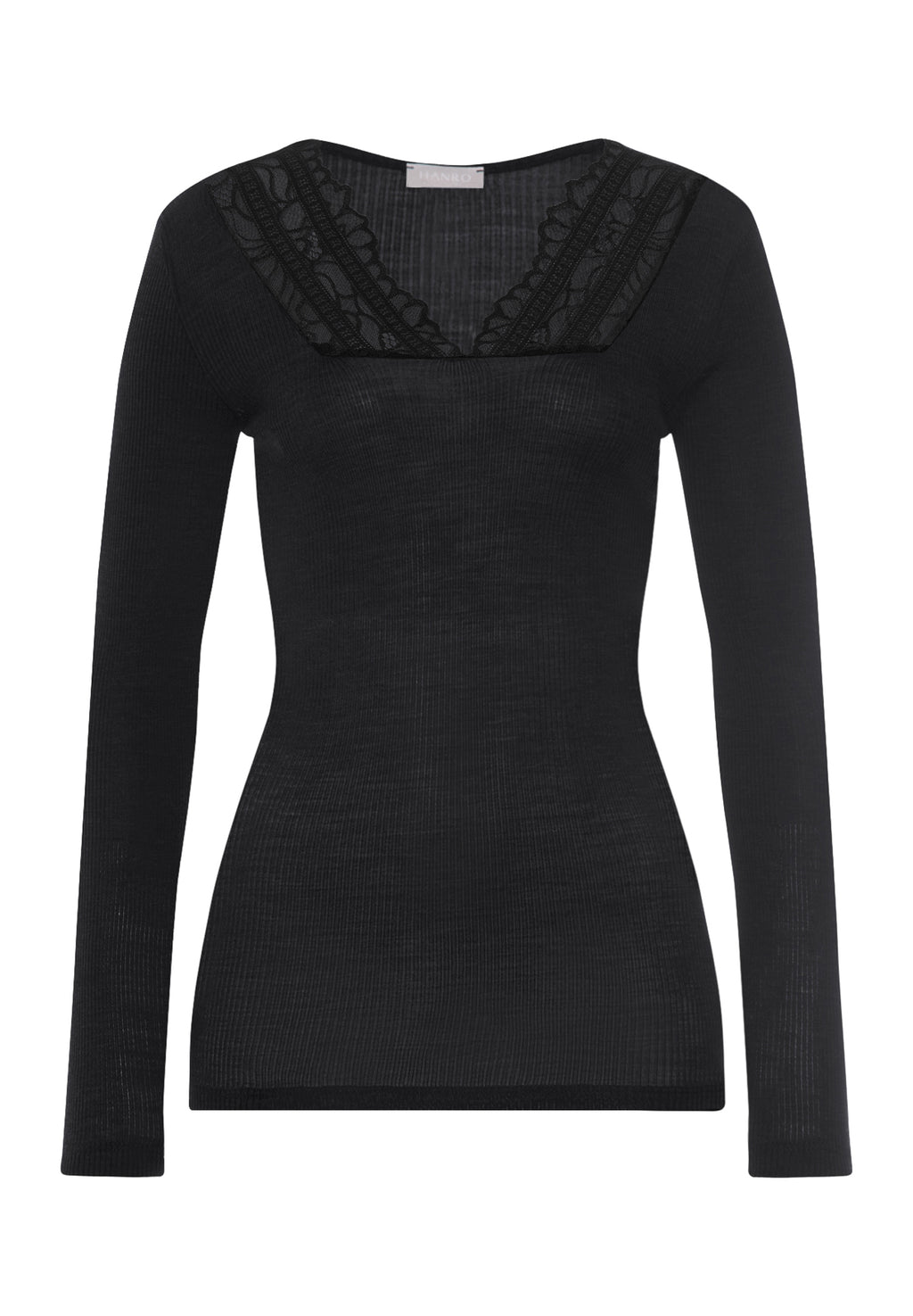 Marcia Lace Trim Wool and Silk Top | Phantom 70757-924