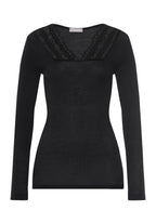 Marcia Lace Trim Wool and Silk Top | Phantom 70757-924