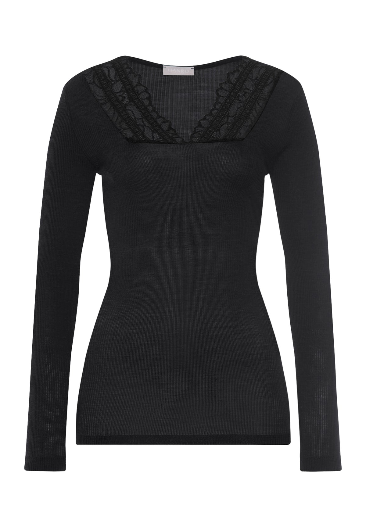Marcia Lace Trim Wool and Silk Top | Phantom 70757-924