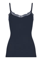 Woolen Lace Lace Trim Wool and Silk Camisole | Deep Navy 70765-1610