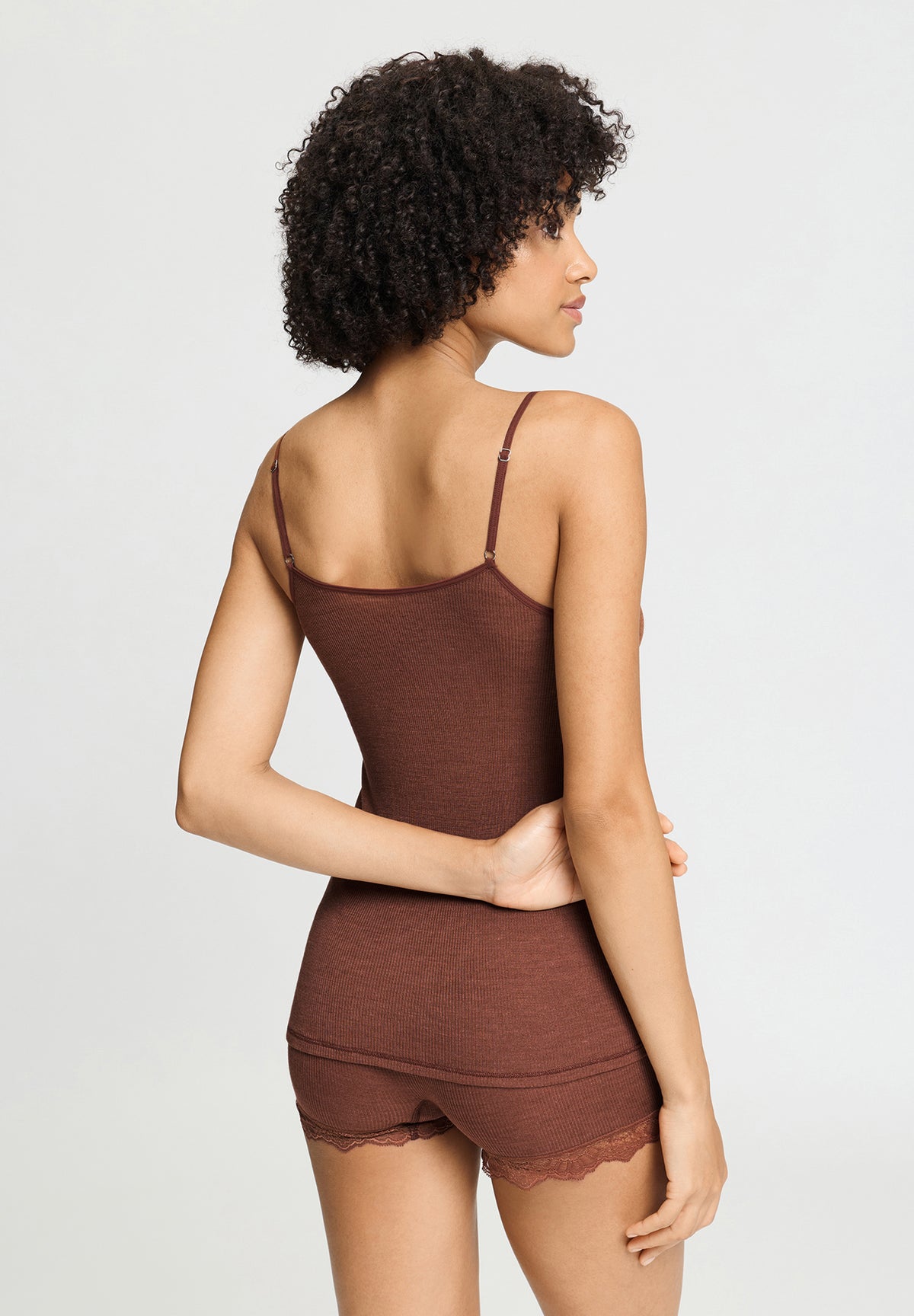 Woolen Lace Lace Trim Wool and Silk Camisole | Cinnamon 70765-2790