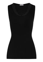 Woolen Lace Lace Trim Wool and Silk Tank Top | Black 70766-019