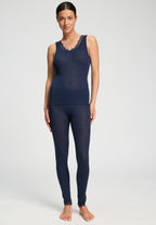 Woolen Lace Lace Trim Wool and Silk Tank Top | Deep Navy 70766-1610