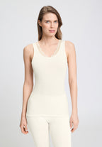 Woolen Lace Lace Trim Wool and Silk Tank Top | Misty White 70766-2123