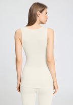 Woolen Lace Lace Trim Wool and Silk Tank Top | Misty White 70766-2123