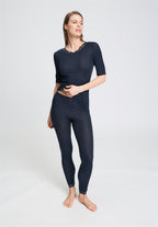 Woolen Lace Wool and Silk Crew Neck Top | Deep Navy 70767-1610