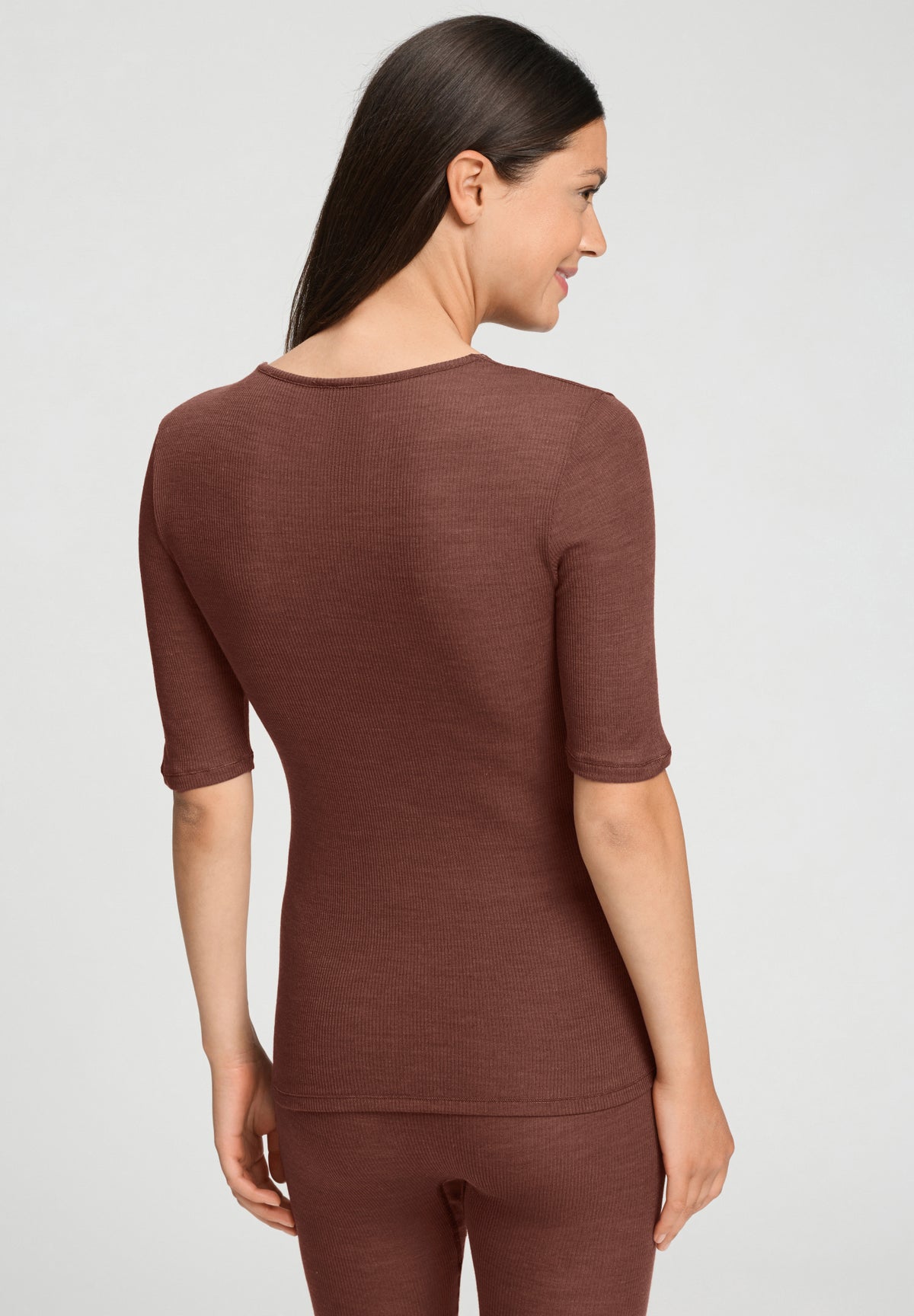 Woolen Lace Wool and Silk Crew Neck Top | Cinnamon 70767-2790