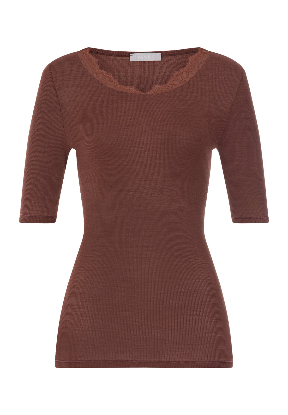 Woolen Lace Wool and Silk Crew Neck Top | Cinnamon 70767-2790