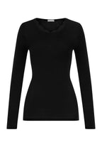 Woolen Lace Lace Trim Wool and Silk Crew Neck Top | Black 70768-019