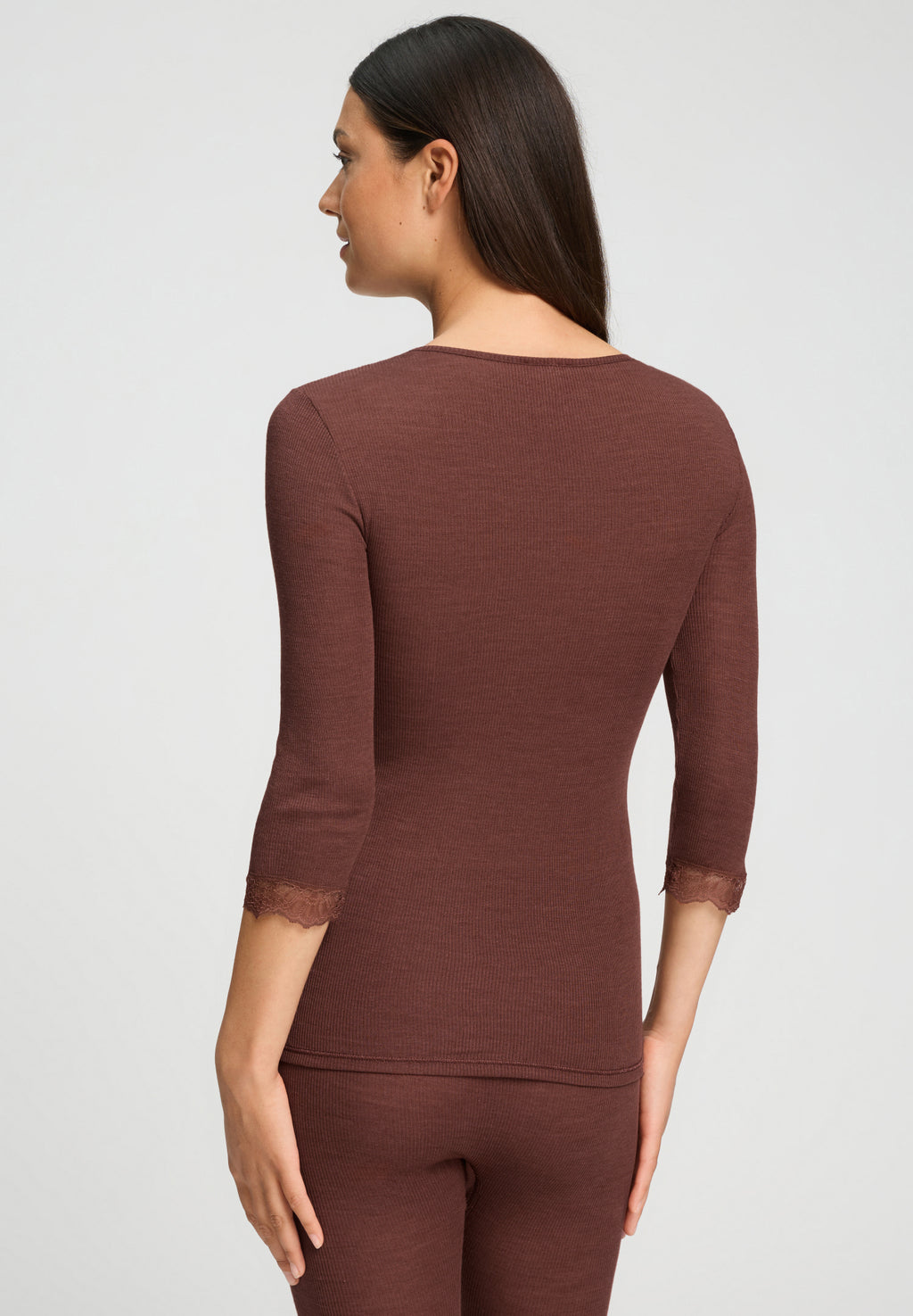 Woolen Lace Lace Trim Wool and Silk Top | Cinnamon 70769-2790
