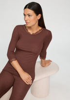 Woolen Lace Lace Trim Wool and Silk Top | Cinnamon 70769-2790