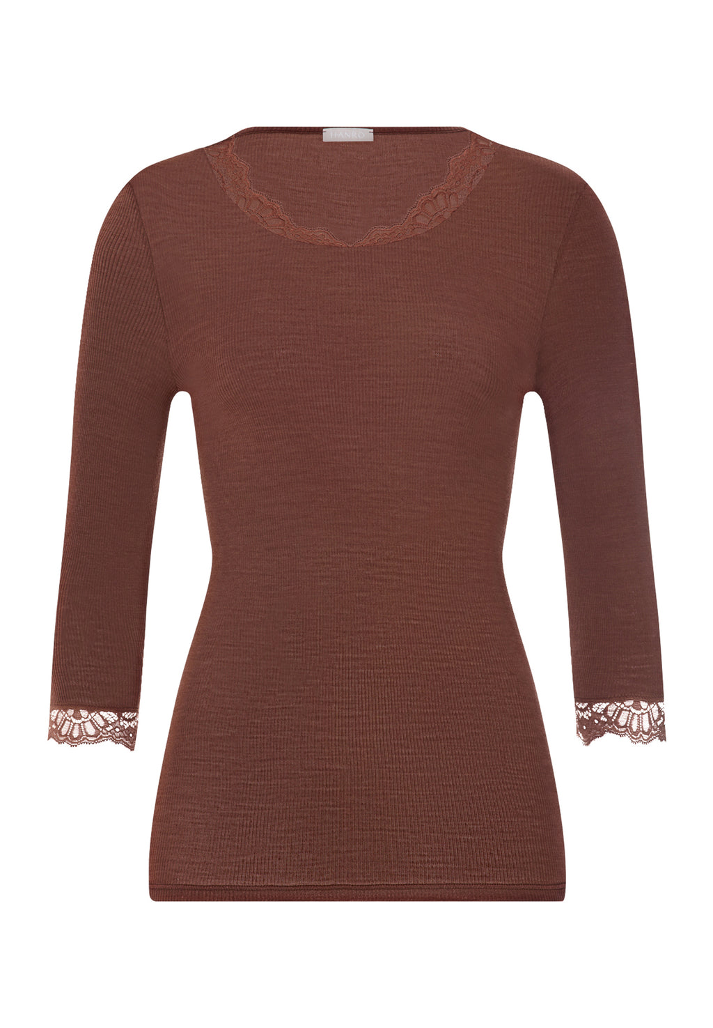 Woolen Lace Lace Trim Wool and Silk Top | Cinnamon 70769-2790