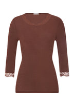 Woolen Lace Lace Trim Wool and Silk Top | Cinnamon 70769-2790