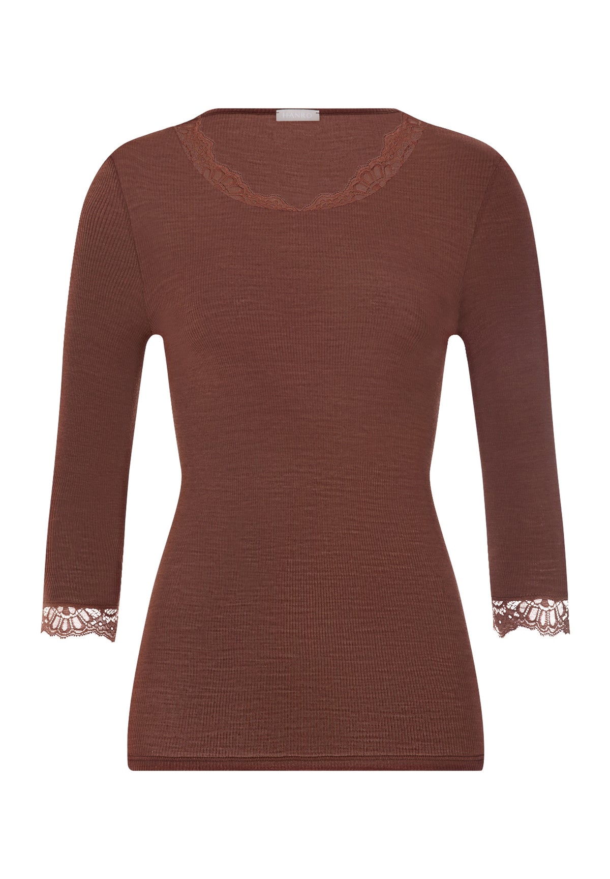 Woolen Lace Lace Trim Wool and Silk Top | Cinnamon 70769-2790