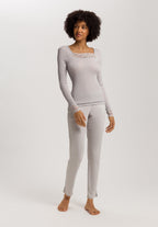 Celeste Wool And Silk Lace Trim Top | Silver Vapor 70817-2652