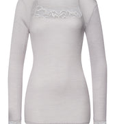Celeste Wool And Silk Lace Trim Top | Silver Vapor 70817-2652