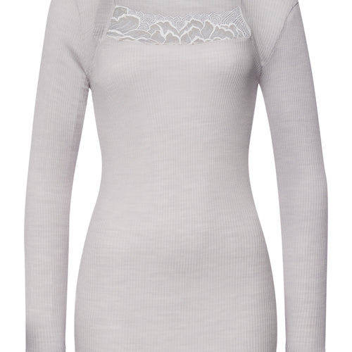 Celeste Wool And Silk Lace Trim Top | Silver Vapor 70817-2652