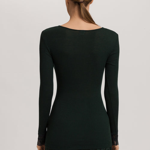 Celeste Wool And Silk Lace Trim Top | Dark Malachite 70817-2709