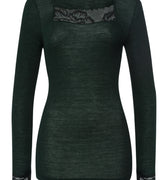 Celeste Wool And Silk Lace Trim Top | Dark Malachite 70817-2709
