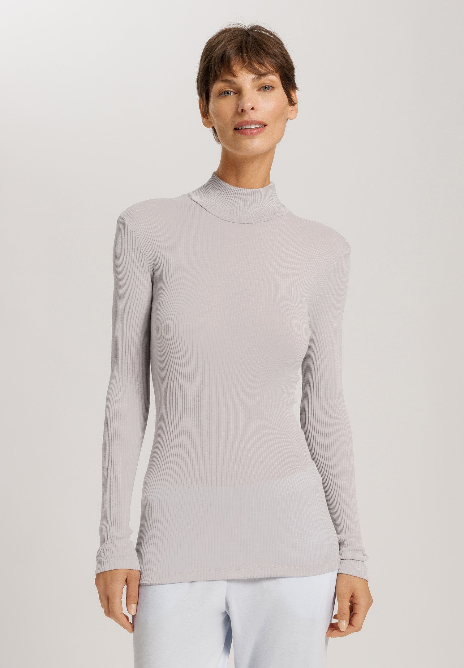 Celeste Wool And Silk Turtleneck Top | Silver Vapor 70818-2652