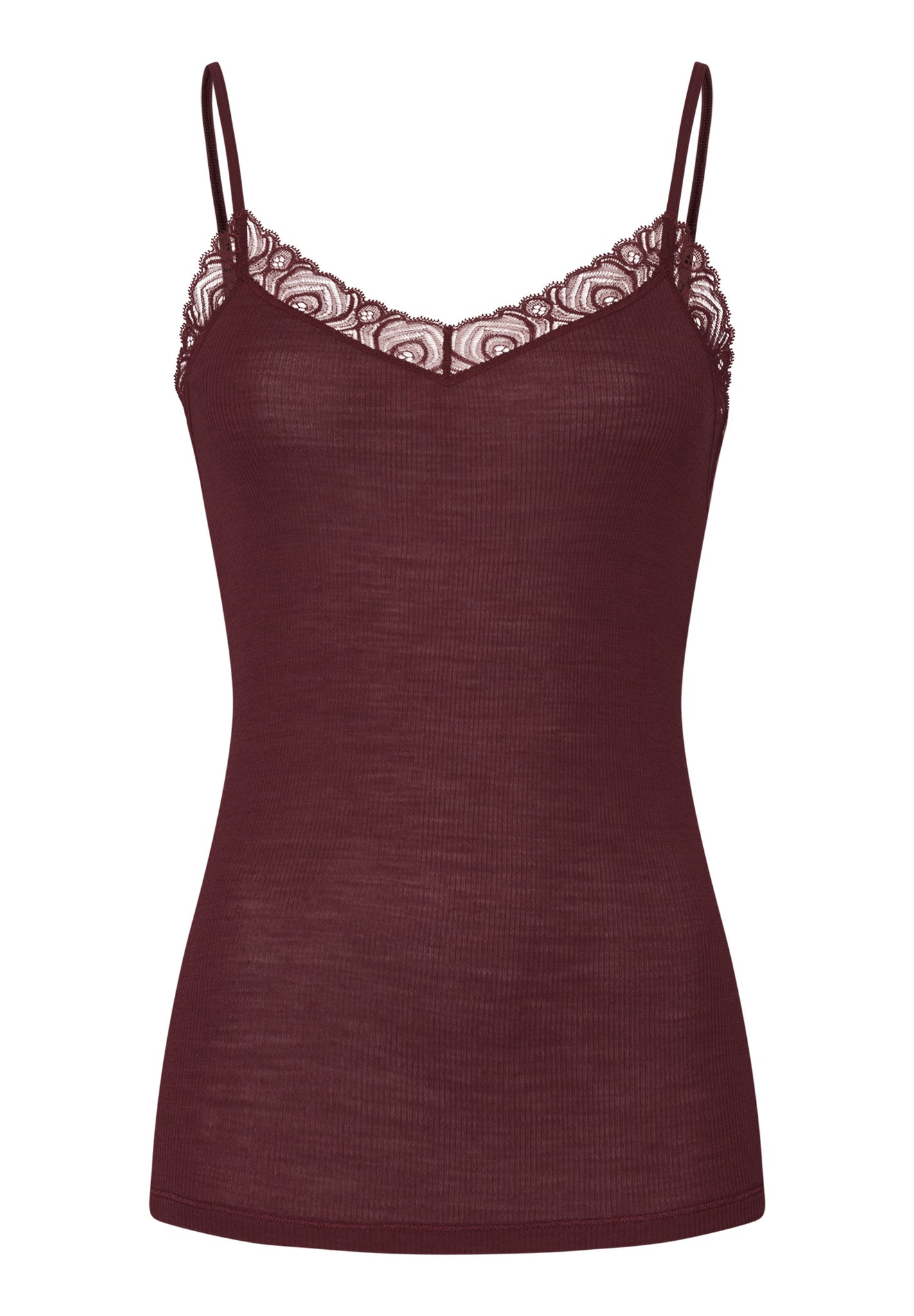 Woolen Lace Lace Trim Wool And Silk Camisole | Vivid Brown 70827-2421