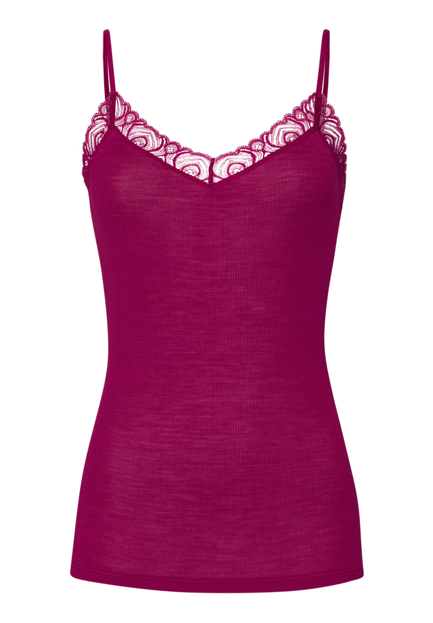 Woolen Lace Lace Trim Wool And Silk Camisole | Pink Tourmaline 70827-2473