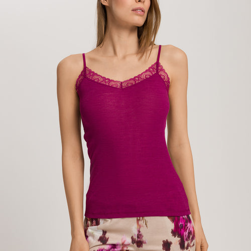 Woolen Lace Lace Trim Wool And Silk Camisole | Pink Tourmaline 70827-2473