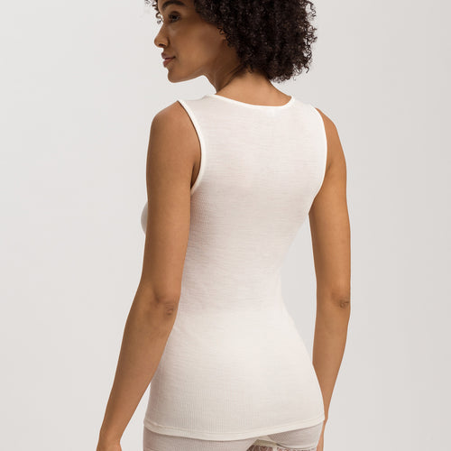 Woolen Lace Lace Trim Wool And Silk Tank Top | Misty White 70828-2123