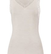 Woolen Lace Lace Trim Wool And Silk Tank Top | Misty White 70828-2123