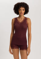 Woolen Lace Lace Trim Wool And Silk Tank Top | Vivid Brown 70828-2421